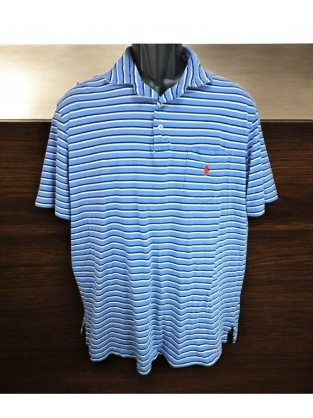 Polo Ralph Lauren Mens Blue Striped Polo Shirt Large